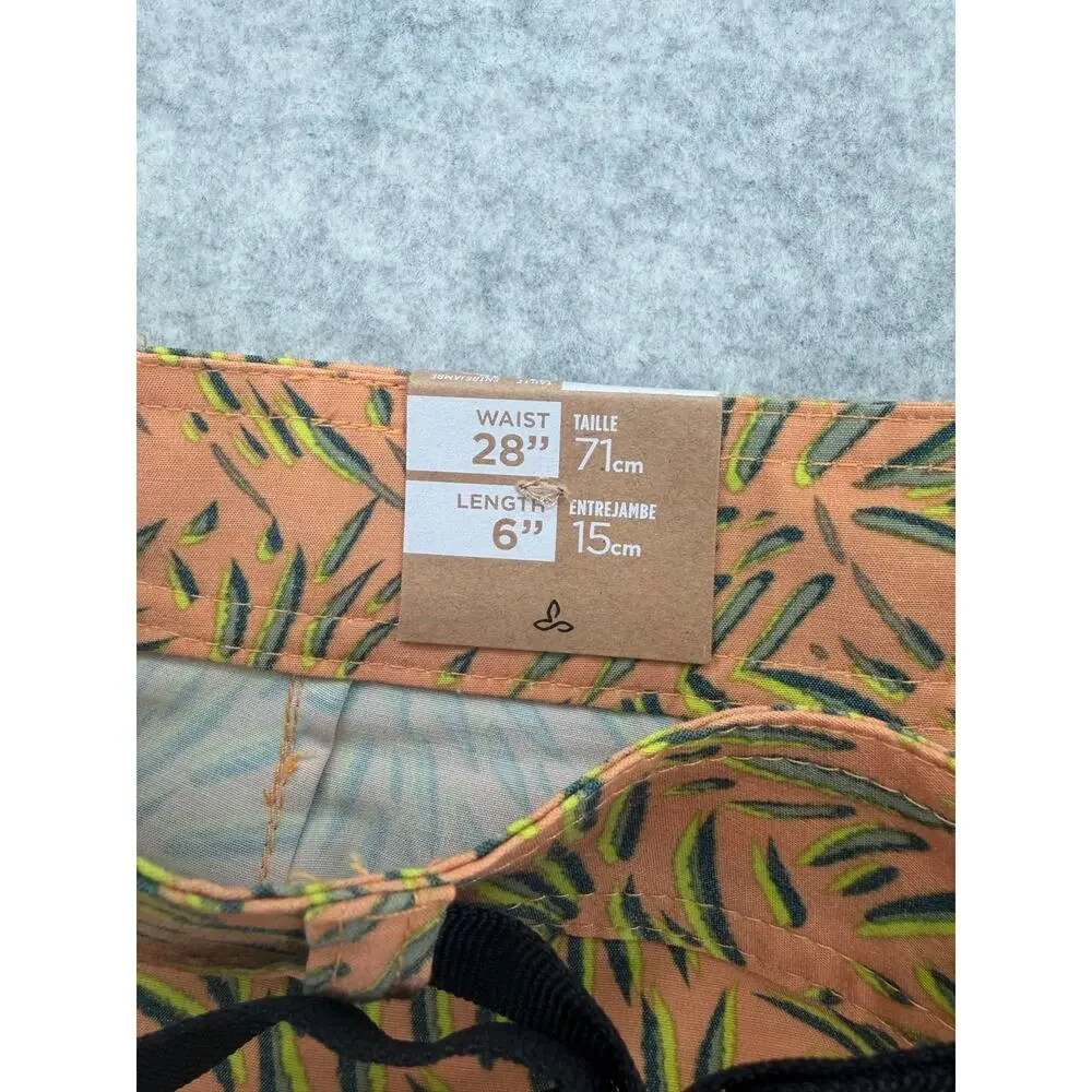 NWT PrAna Aura Glow Fronds Rock Shock Boardshorts Size 28